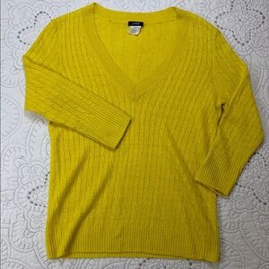 J. Crew Linen Cable Knit V-Neck Sweater - Women’s Casual Preppy Top